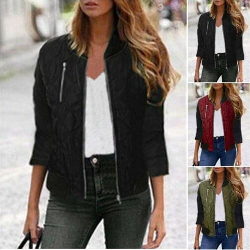 Retro Women Jackets Fashion Zip Up Flight Pilot Biker Outerwear Slim Ladies Casual Long Sleeve Warm Cotton Coat Thick