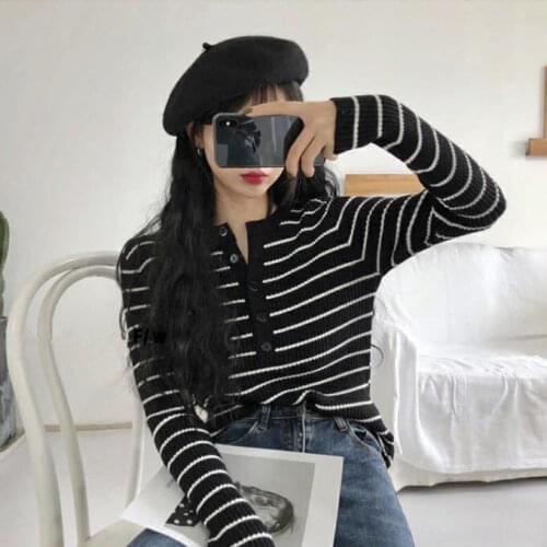 Woman Sweaters Pull Hiver Womens round Neck Striped Knitted Striped Sweater Femme Chandails