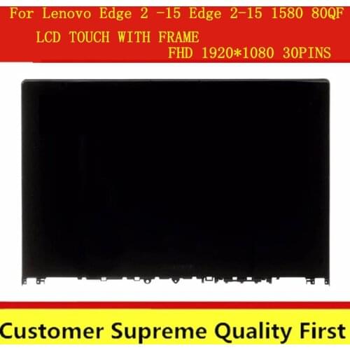 15.6" For Edge 2-1580 2-15 Lenovo 80QF Laptop LCD ASSEMBLIES Bezel 5D10K28140 FHD 1920*1080 30pin Display Touch Screen Digitizer