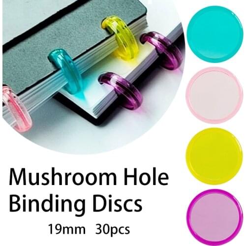 19mm 30pcs Mushroom Hole Loose-leaf Binding Discs Plastic Transparent Binder Ring DIY 360 Degree Folding School Office Supplies