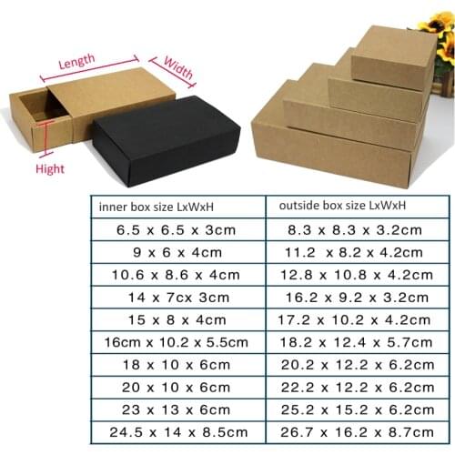 20pcs in/ 6.5/9/14/15cm 8sizes Kraft drawer box, Packaging Essential Oil Perfume bottles DIY comestics, black/brown custom order