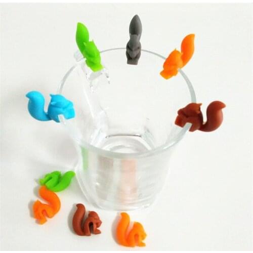 5pcs/lot Cute Squirrels Shape Tea Bag Clip Cup Mug Tea Infusers Strainer Clips Party Decor Silicone Tea Bag Holder