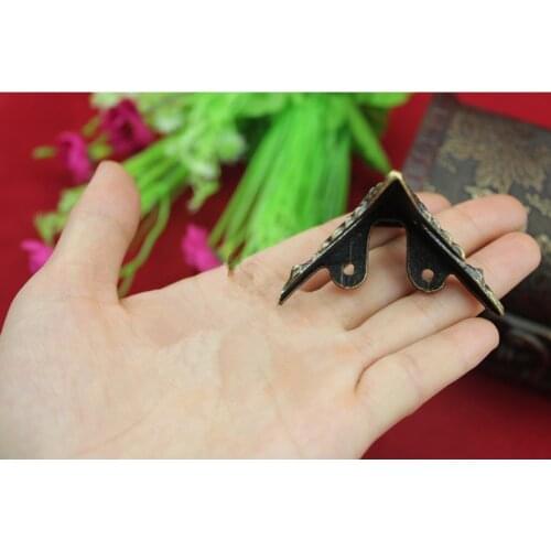 61*41mm 4Pcs Bronze Antique Jewelry Gift Box Wood Case Decorative Feet Leg Corner Protector