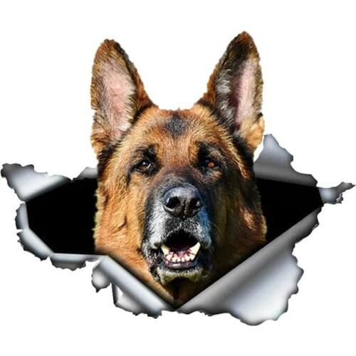 A0139# 13 cm/17 cm 3D Self-adhesive Decal German Shepherd Car Sticker Waterproof Auto Decors on Bumper Rear Window Laptop