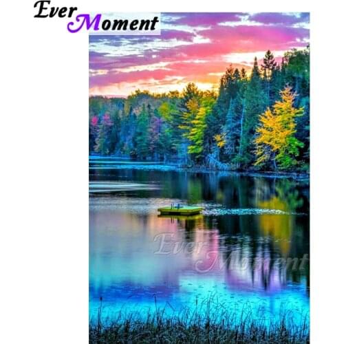 Ever Moment Diamond Painting Landscape Tree Lake Full Square Drill Cross Stitch Diamond Embroidery Mosaic Rhinestone ASF1662