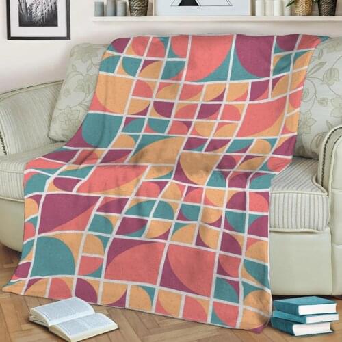Abstract Geometric Pattern 3D Printed Velvet Plush Throw Fleece Blanket Bedspread Sherpa Blanket Home Decora