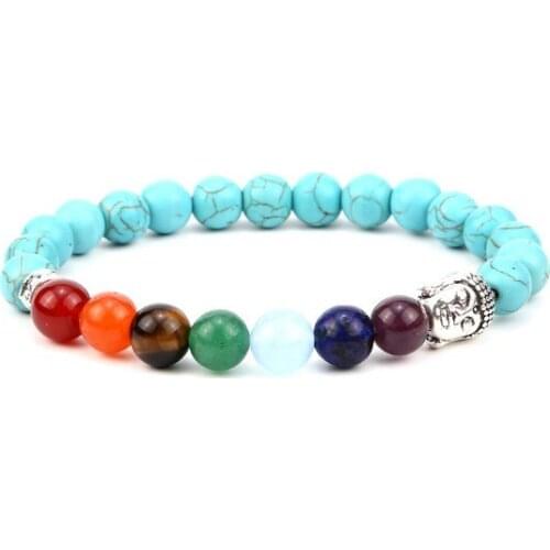 Leopard 8mm bohemian multicolor Agate beads Chakra Reiki Buddha Yoga Bracelet elastic adjustable Volcanic Stone Bangles cf23