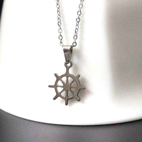 1 rudder pendant necklace stainless steel wheeled necklace ladies mens fashion souvenir jewelry gift necklace
