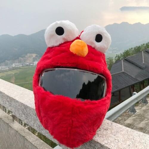 Helmet cover plush headgear doll helmet headgear toy big eyes motorcycle plus velvet warm motorcycle helmet cover