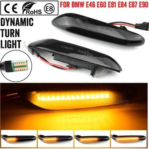 2x Dynamic Side Marker Flowing Lights Car Styling Led Side Indicator Turn Signal Light Smoked Lens For BMW E46 E90 E83 E X1 X3