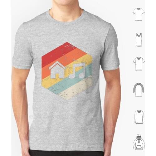 House Music-Vintage Retro Hexagon T Shirt Custom Design Print House House Music Electronic Music French House Chicago House