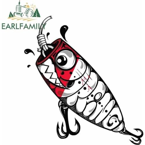 EARLFAMILY 13cm x 11.8cm for Fishing Lure Car Stickers Anime Waterproof Laptop Refrigerator JDM Bumper Personality Windows Decal