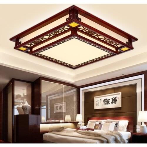 Chinese style LED wood ceiling lamps rectangular wooden restaurant living room study ceiling lights ZA623 ZL253