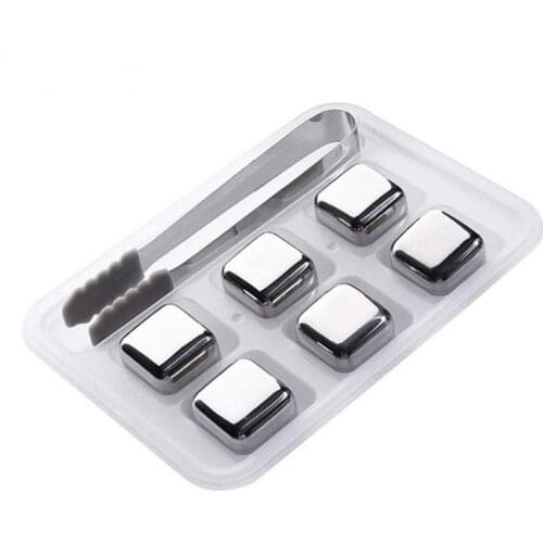 304 Stainless Steel Ice Cube Reusable Chilling Stones for Whiskey Wine Drink Cold Metal Ice Whiskey Red Wine Cooling SN3814