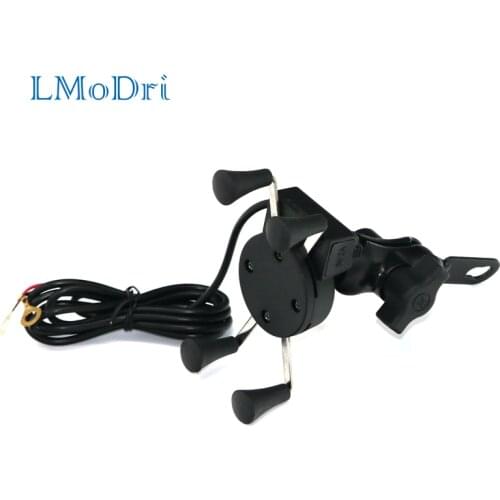 LMoDri Motorcycle USB Charger Phone Mount Holder 2 in 1 / Motorcycle Handlebar Phone GPS Bracket With USB Charger for Iphone 6s