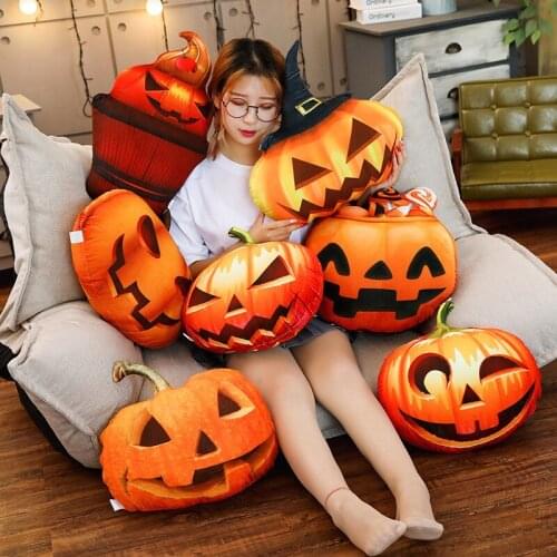 Mini Pumpkin Plush Pillow Toys Halloween Party Soft Plush Creative Simulation Pumpkin Doll Kawaii Stuffed Halloween Gift Kids