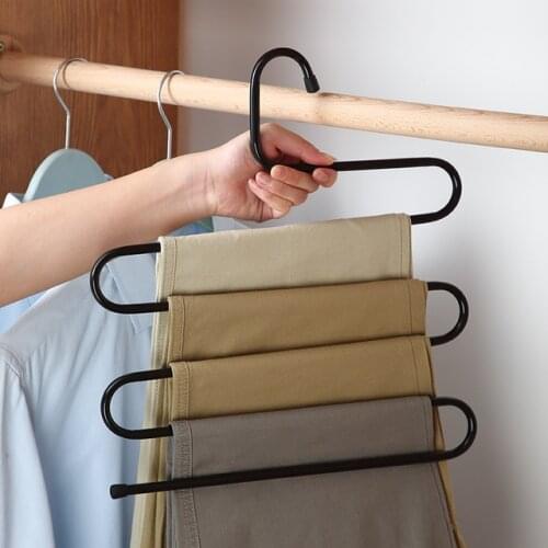Multifunction Metal Magic Pants Hanger Space Saver Rack Jeans Scarf Tie Closet Tool Remove Slacks Quickly And Efficiently