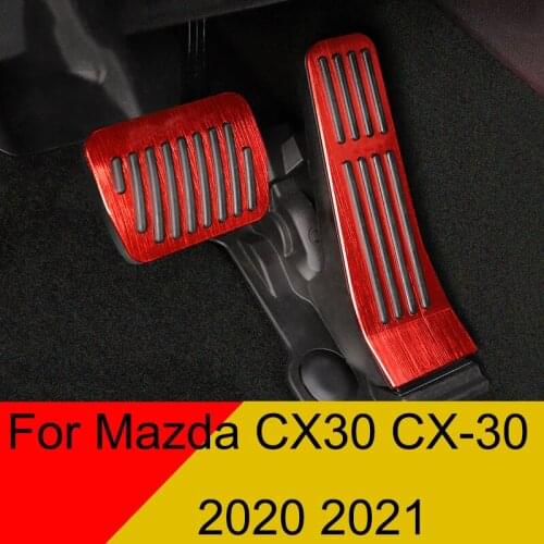 Car Aluminum Alloy Accelerator Gas Pedal Cover Brake Foot Pedal Pads Fuel Brake Clutch Pedals for Mazda CX30 CX-30 2020 2021