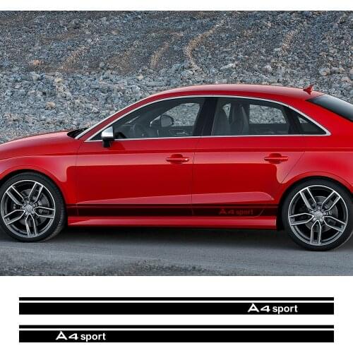 Car Door Side Skirt Stickers Decals For Audi A4 B5 B6 B7 B8 B9 A3 8P 8V 8L A6 C6 C5 C7 A5 A1 8X A7 A8 Q5 Q7 Q3 Q1 TT Accessories
