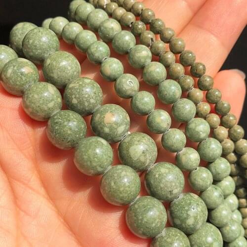 Natural Stone Light Green wood Jaspers Beads High Quality Round Loose Spacer Beads For Jewelry Making DIY Bracelet 4/6/8/10mm