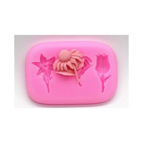 Wholesale/retail,free shipping,1 PCS P097 3 hole flower silicone mould chocolate mold