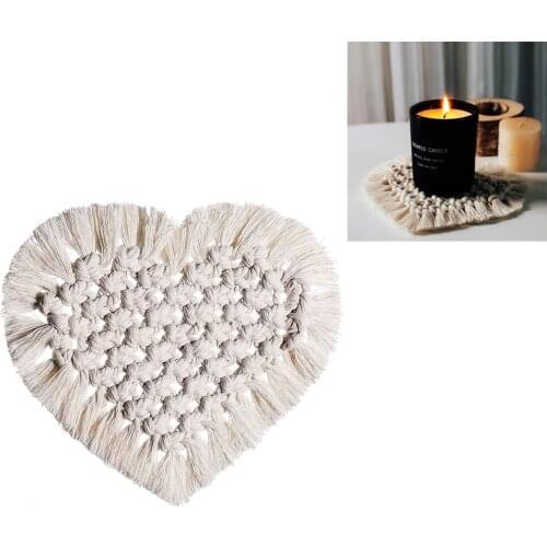 Pure Hand-woven Cotton Rope Love Coaster Placemat Insulation Pad Bowl Pad Fringed Coffee Pad