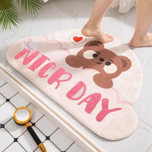 Anti-Slip Bath Mat Absorbent Floor Mat for Kitchen Bathroom Semi-circular Entrance Doormat Shower Area Rugs Toilet Foot Pad