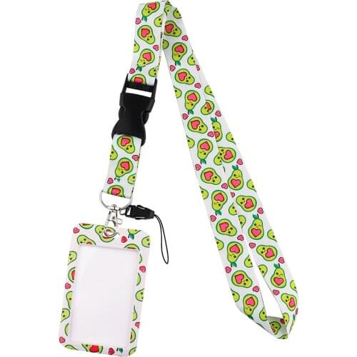 DB671 Avocado Cartoon Fruit Print Lanyard for Key Camera Whistle Cool ID Badge Holder Cell Phone Neck Strap Hanging Rope
