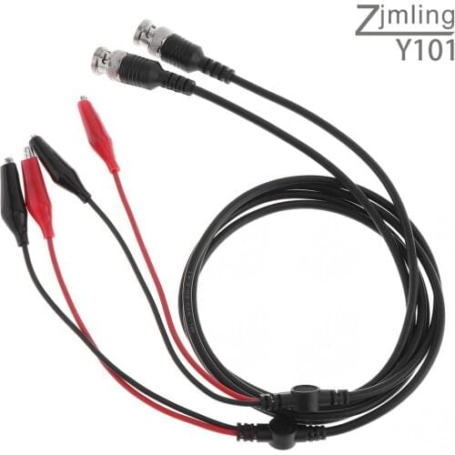2pcs BNC Q9 Male Plug To 35mm Dual Alligator Clip Oscilloscope Test Probe Lead Cable Oscilloscope Measurement Accessory