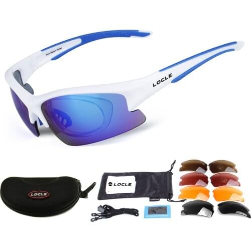 LOCLE Polarized Cycling Sunglasses Outdoor Sports Bicycle Bike Cycling Glasses Goggles Eyewear 5 Lens UV400 Gafas Cicismo