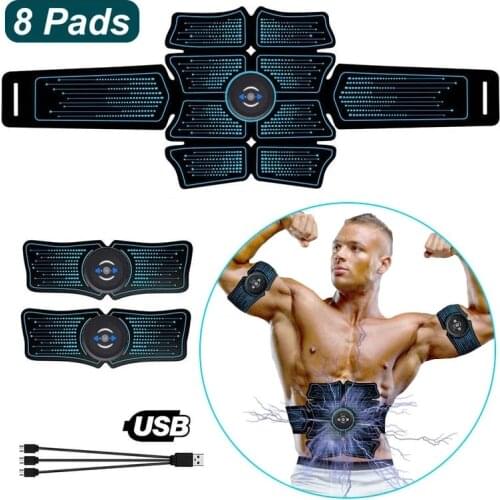 Sports EMS Abdominal Muscle Stimulator Trainer Vibration Abs Fitness Equipment Training Gear Muscles Home USB Charged Gym Belt