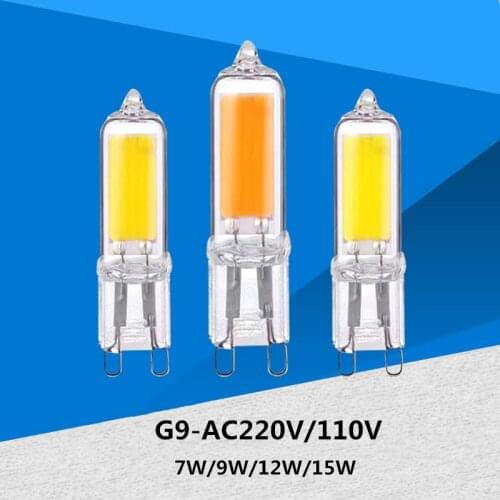 Super Bright G9 LED Light Bulb 7W 9W 12W 15W 220V Glass Lamp Cold White/Warm White Constant Power Light LED Lighting G9 COB Bulb