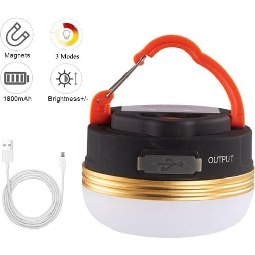 LED Camping Lantern USB Rechargeable Camping Flashlight Waterproof Tent Lights With Magnetic Base 3 Modes Lighting For Outdoor