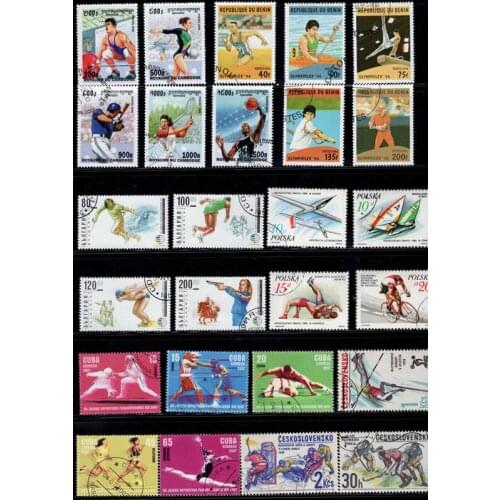 Topic Sports 50 PCS Different No Repeat Unused Postage Stamps With Post Mark For Collection