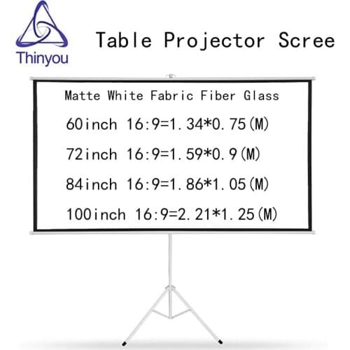 Thinyou projector screen 100 inch 16:9 Tripod Portable Bracket Screen Matte White Fabric Fiber Glass with Stable Stand Tripod