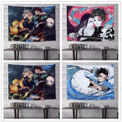 Devils Blade Japanese Anime Manga Home Textile Demon Slayer Kimetsu No Yaiba Home Remodel Decor Plush Wall Covering Tapestry