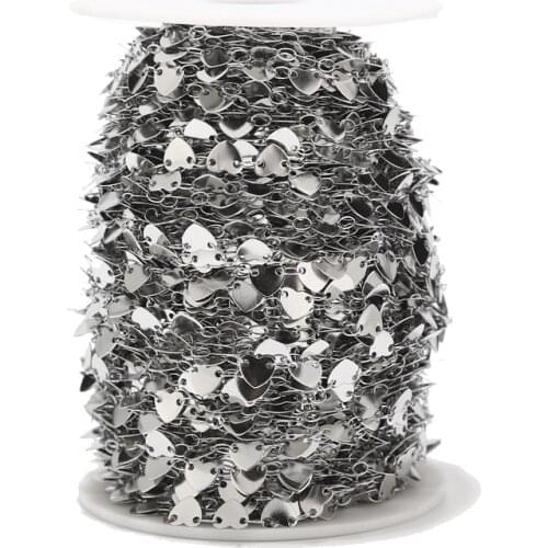 2meters Stainless Steel Charm Heart Chain 6mm Width Handmade Link Chains for DIY Love Jewelry Necklace Bracelet Making Findings