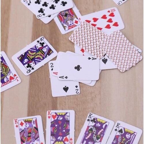 2set Cute Miniature Dollhouse 1:12 Mini Poker Playing Cards Home Decoration Toys
