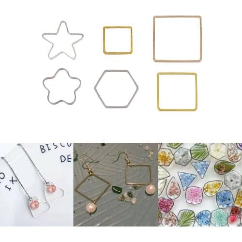 30pcs Gold Silver Color Copper Geometric Bezel Frame Charms Pendants For DIY Earring Necklace Jewelry Making Accessories