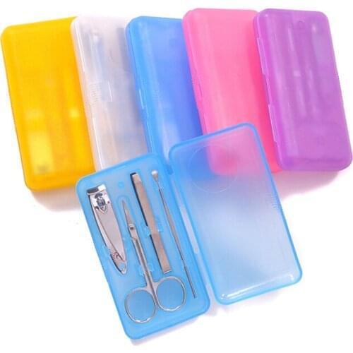 4 pcs/set Nail Clipper Cutters Kit Nail Pedicure Scissor Tweezer Knife Ear pick Stainless steel Nail Care Tools Set Color Random