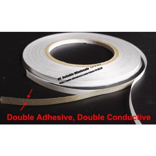 5 Rolls (8mm*20M) 2 Sided Adhesive, 2 Sides Conductive Fabric Tape for PC Phone Cable EMI Shielding Electromagnetic Waves MasK