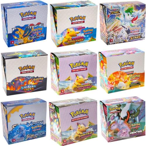 324Pcs/Box 15 Style Pokemon Card Sun & Moon Hidden Fates English Evolutions Booster Collectible Trading Card Game Children Toy