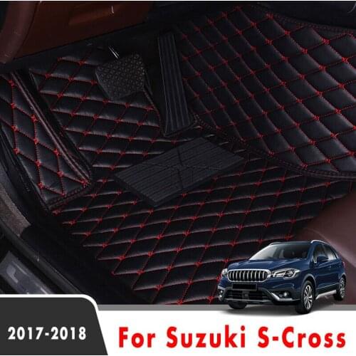 Artificial Leather Car Floor Mats For Suzuki S-Cross 2018 2017 Foot Liners Car Carpets Custom Styling Car Accessories Interior