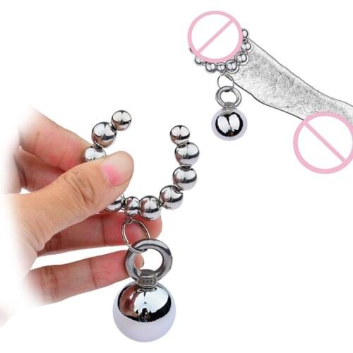 BDSM Cock Ring Beads Hanging Weight Ball Penis Ring Cockring Male Restraint Chastity Delay Ejaculation Erotic 30/32/35/40mm 18