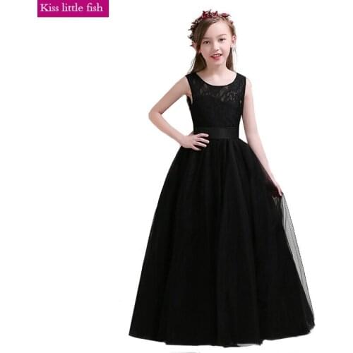 Free Shipping Black First Communion Party Decorations Girls Dresses for Party and Wedding Girls Gowns