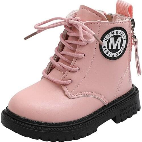 Girls Martin Boots 2021 New Winter Western Style Baby Short Boots British Style Leather Cute Fashion Hot In Kids Non-slip Warm