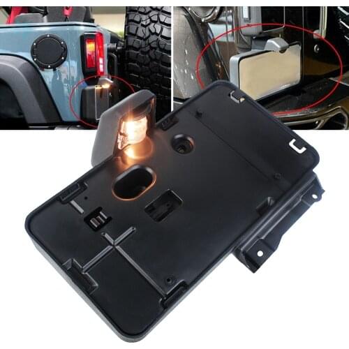 License plate holder with light for Jeep Wrangler JK 2007-2017 Unlimited car registration plate holder frame number