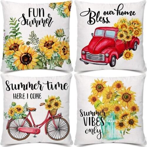 HOT Summer Pillow Covers 18X18 Set of 4, Farmhouse Outdoor Pillow Covers,Porch Decor Pillow Covers for Living Room