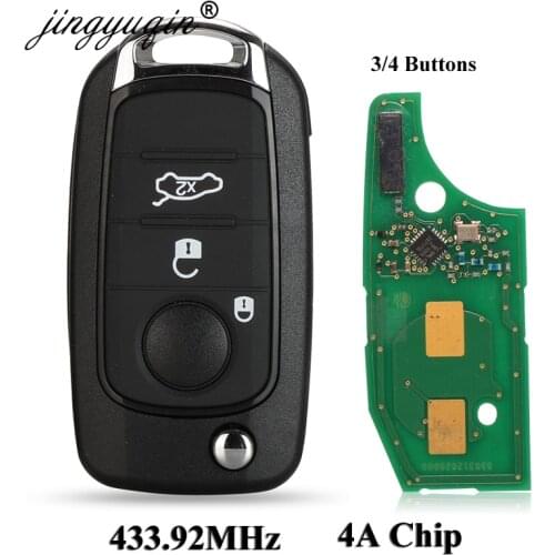 Jingyuqin Remote Flip Car Key Fob 3/4 Buttons 433.92Mhz 4A Chip for Fiat 500X Egea Tipo 2016 2017 2018