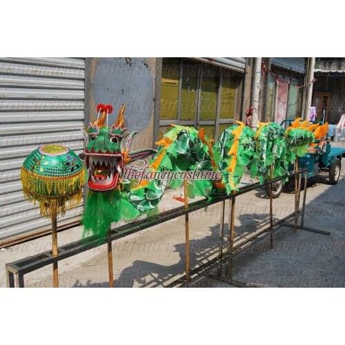 5.5m Silk Length Dragon Dance Costume 6 Players Kid Children Student School Halloween Party Performance Parade Folk Stage China